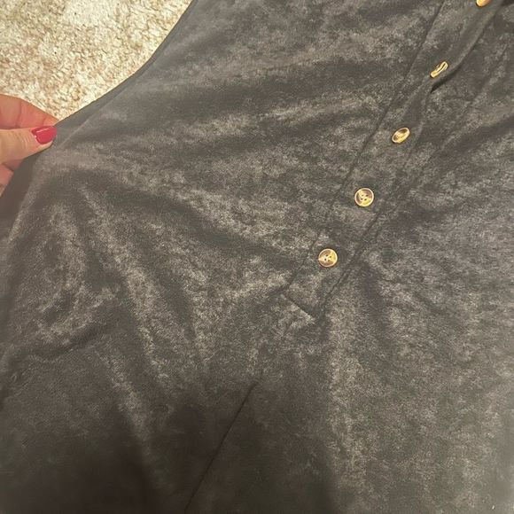 Black Terry Cloth Button-Up Romper - Picture 3 of 4